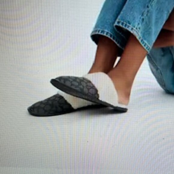 Coach Smoke/Coal/Black Zena Slipper In Signature Jacquard - Picture 4 of 8